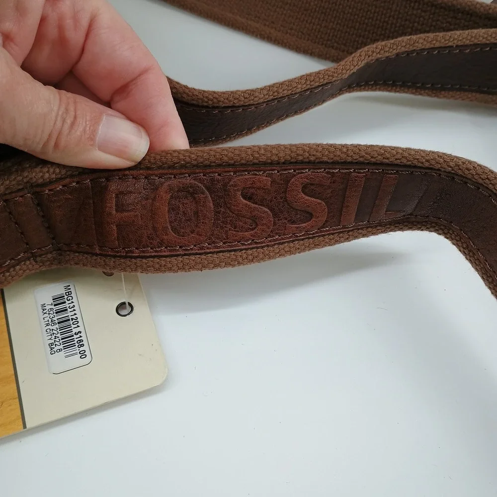 Fossil Max LTR City Bag MBG1311 Brown Distressed Leather Messenger Crossbody